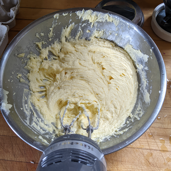 add eggs to butter and sugar mixture