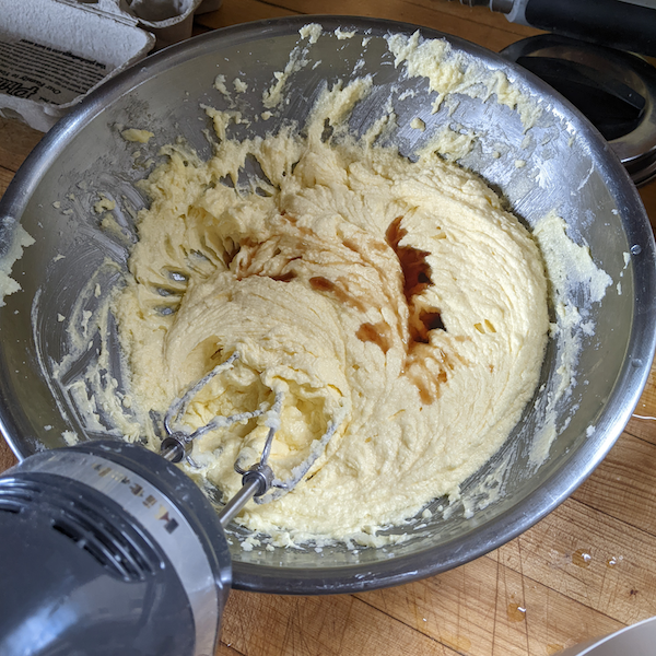 add vanilla to butter sugar egg mixture