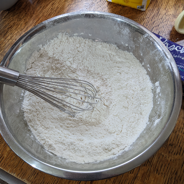 flour baking powder salt in separate bowl