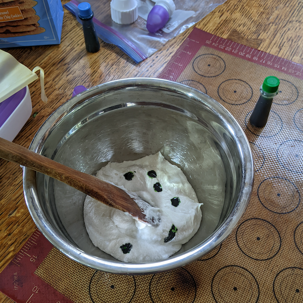 add green color dye to section of frosting