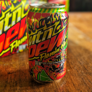 single can of flamin hot mountain dew